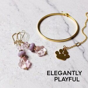 Upscale! For Animal Lovers! Pink Pawprint Earrings! Pets Cats Dogs & Furkids